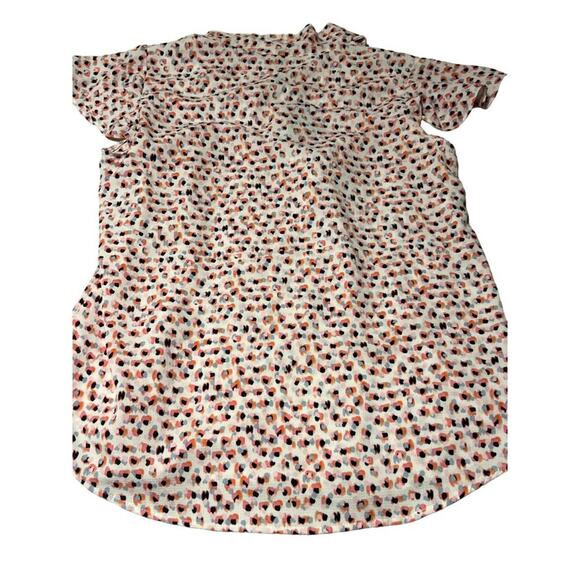 Adrianna Papell Orange Object Print Casual Shirt Women's Size Medium Tie Neck Bl - Picture 6 of 12